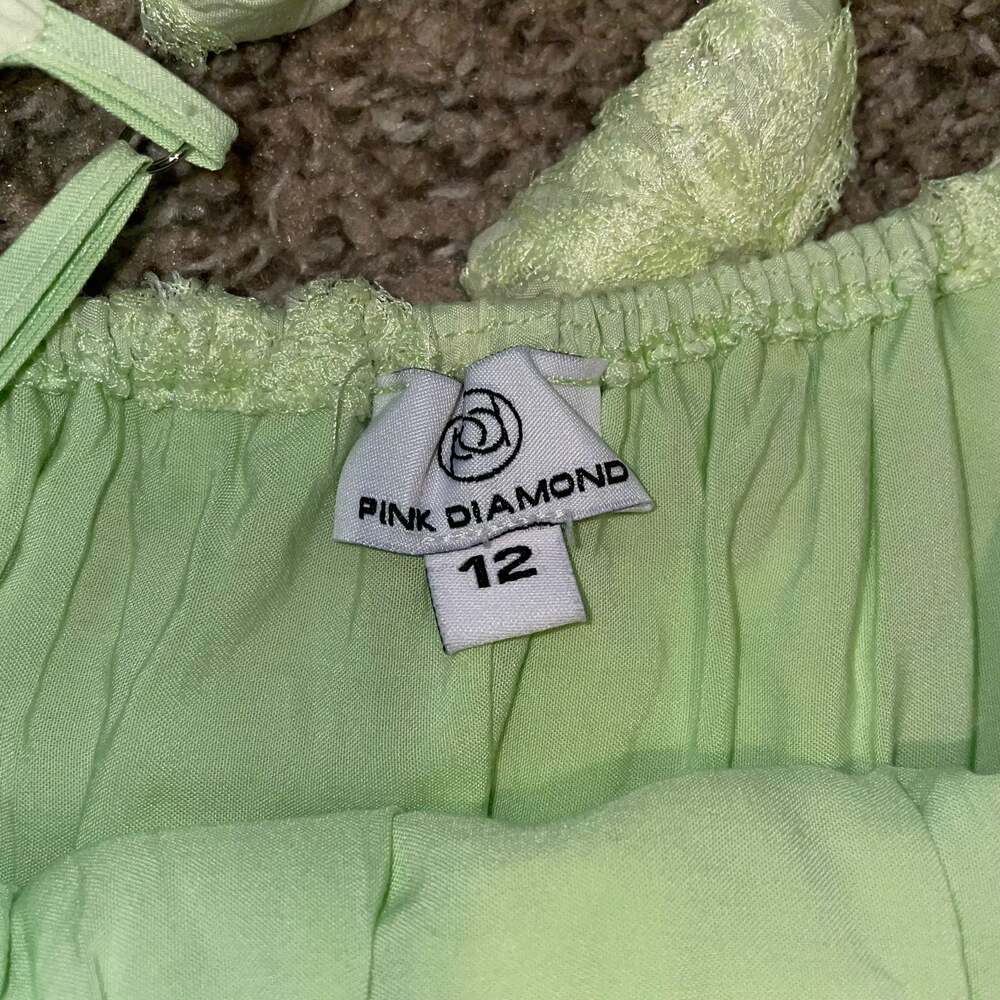 Pink Diamond Lime Green Floral Maxi Dress Whimsy - Picture 8 of 11